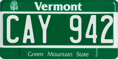 VT license plate CAY942