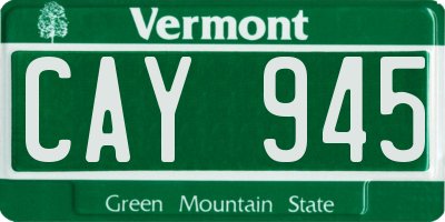 VT license plate CAY945