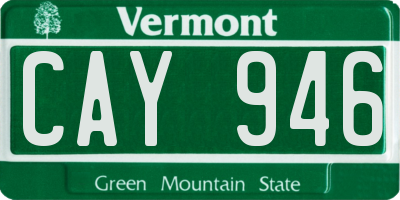 VT license plate CAY946