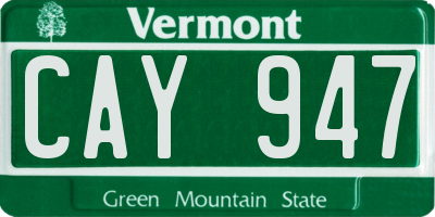VT license plate CAY947