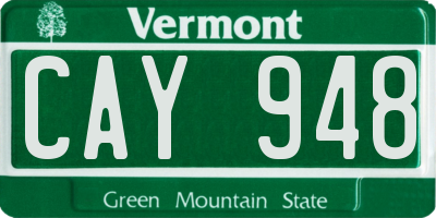 VT license plate CAY948
