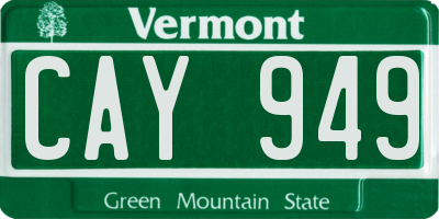 VT license plate CAY949