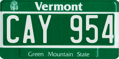 VT license plate CAY954
