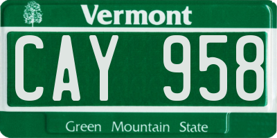 VT license plate CAY958