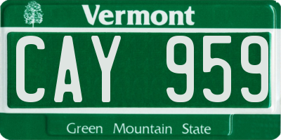 VT license plate CAY959