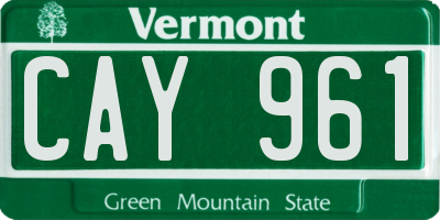 VT license plate CAY961