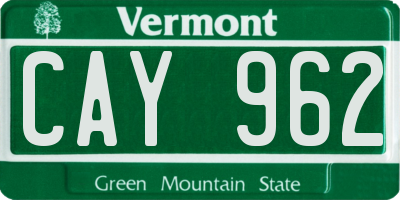 VT license plate CAY962