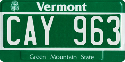 VT license plate CAY963