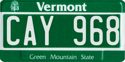 VT license plate CAY968