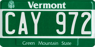 VT license plate CAY972