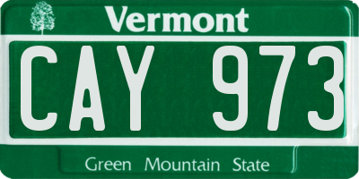 VT license plate CAY973