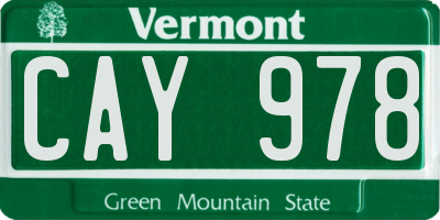 VT license plate CAY978