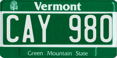 VT license plate CAY980