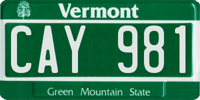 VT license plate CAY981