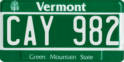 VT license plate CAY982
