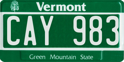VT license plate CAY983