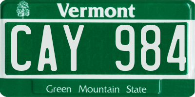 VT license plate CAY984