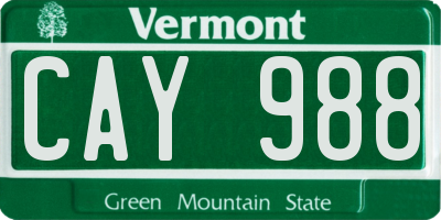 VT license plate CAY988