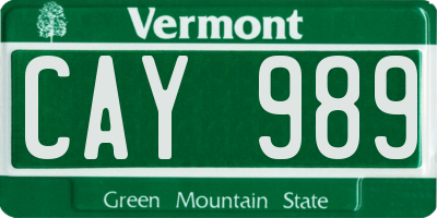 VT license plate CAY989