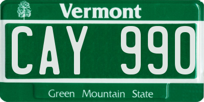 VT license plate CAY990
