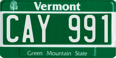 VT license plate CAY991