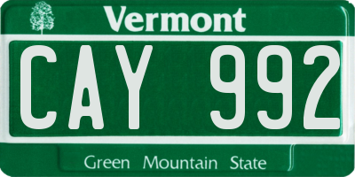 VT license plate CAY992
