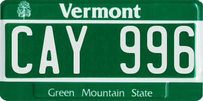 VT license plate CAY996