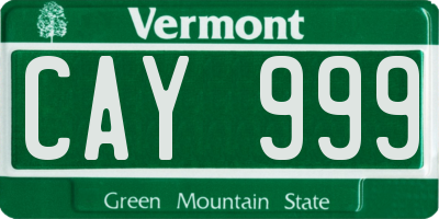 VT license plate CAY999