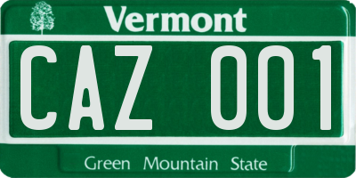 VT license plate CAZ001