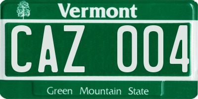 VT license plate CAZ004