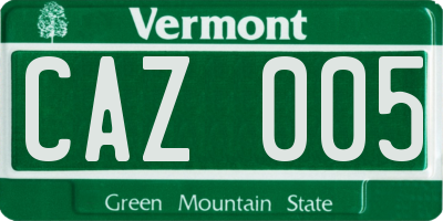 VT license plate CAZ005