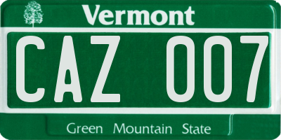 VT license plate CAZ007