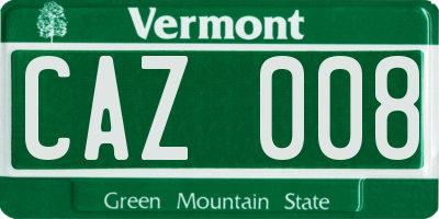 VT license plate CAZ008