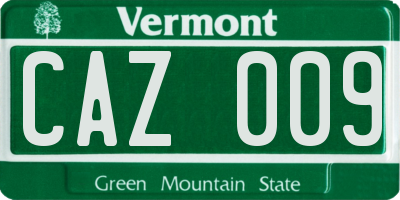 VT license plate CAZ009