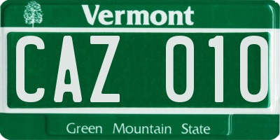 VT license plate CAZ010