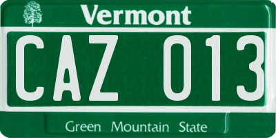 VT license plate CAZ013