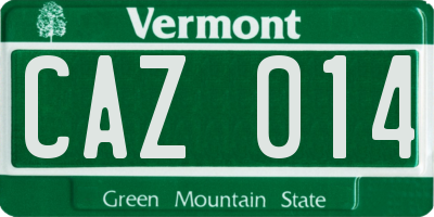 VT license plate CAZ014