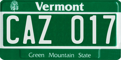 VT license plate CAZ017