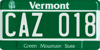 VT license plate CAZ018