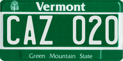 VT license plate CAZ020