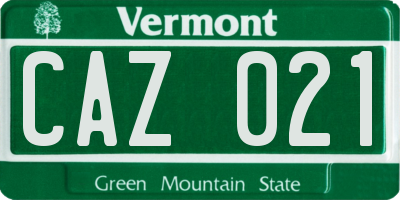 VT license plate CAZ021