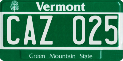 VT license plate CAZ025