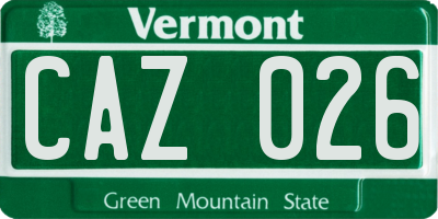 VT license plate CAZ026