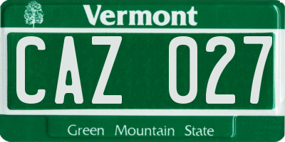 VT license plate CAZ027