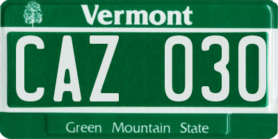 VT license plate CAZ030