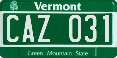 VT license plate CAZ031