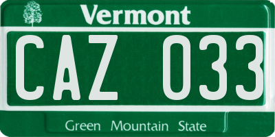 VT license plate CAZ033