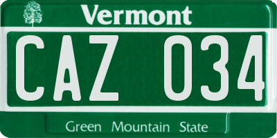VT license plate CAZ034