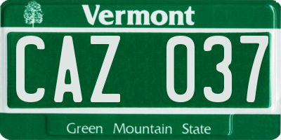 VT license plate CAZ037