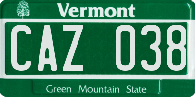 VT license plate CAZ038